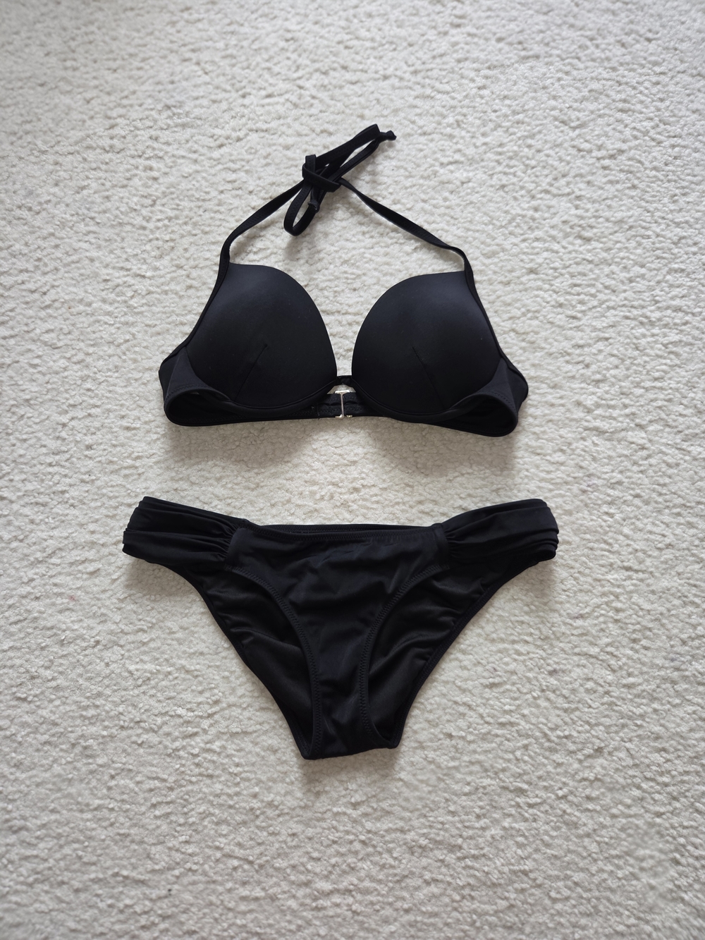 Victoria's Secret Black Push-Up Halter Bikini Set - Women Swim